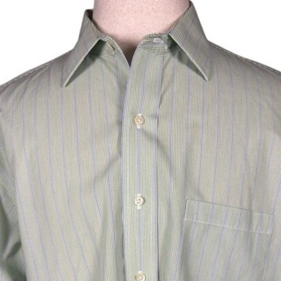 Brooks Brothers 346 Other - Brooks Brothers 346 Mens 17.5 2/3 Non-Iron Cotton Pinstripe‎ Dress Shirt Green